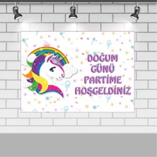 Parti Furyası Unicorn Doğum Günü 70X100 cm Unicorn Doğum Günü Afişi