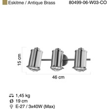 Bormıda 3 Lu Antik Lak Aplık 3Xe27