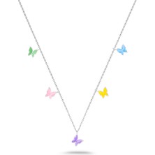 Ravza Gümüş 925 Ayar Gümüş Kelebek Mineli Şans Kolyesi