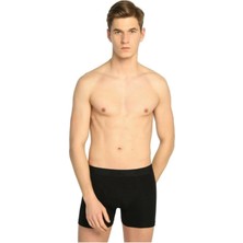 Erkek Siyah 6'lı Paket Pamuklu Likralı Boxer