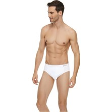 Erkek Beyaz Likralı Pamuk Kemerli Spor Slip