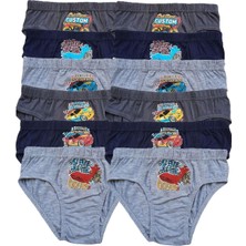 Erkek Çocuk Renkli Desenli Slip Külot Pamuklu 12LI Paket