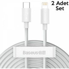 Baseus 1.5mt 2 Adet 20W Pd Lightning Apple iPhone Uyumlu 12,11,xs,xr Usb-C To Lightning Şarj Kablosu 2 Adet Set