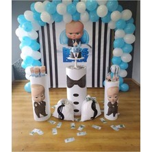 Bal10 Dünyası Patron Bebek Konsepti - Pastel Mavi - Pastel Beyaz Balon Zincir 70 Adet