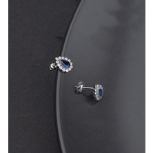 Miavi Silver 925 Ayar Gümüş Damla Safir Model Küpe