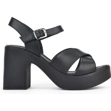 Ziya Kadın Deri Topuklu Sandalet 121992 28000 Siyah