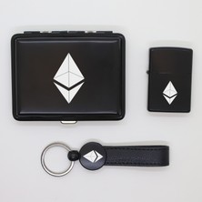 Ada Lazer Kişiye Özel Ethereum (Eth) Metal Tabaka, Zippo Çakmak ve Anahtarlık Seti