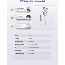 Informed Güneş Enerjili Solar 5W Çim Armatürü