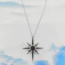 925 Gümüş Gümüş Kutup Yıldızı Zirkon Taşlı Kolye 925 Ayar