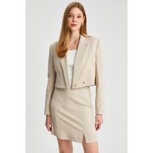 Parkkaron Kadın Kruvaze Kısa Blazer Ceket