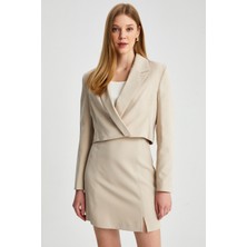 Parkkaron Kadın Kruvaze Kısa Blazer Ceket