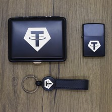 Ada Lazer Kişiye Özel Tether (Usdt) Metal Tabaka, Zippo Çakmak ve Anahtarlık Seti