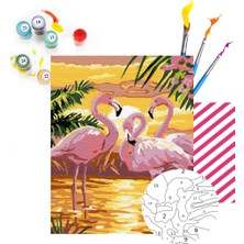 Tabdiko Sayılarla Boyama Seti 40 x 50 cm Tuval Şasesine Gerili Flamingo Ailesi