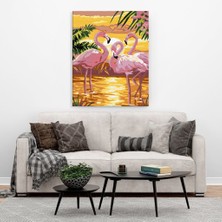 Tabdiko Sayılarla Boyama Seti 40 x 50 cm Tuval Şasesine Gerili Flamingo Ailesi