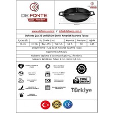 DeFonte Döküm Demir Çap 36 cm Yuvarlak Kızartma/Sote Tavası (DERİN) - (Döküm Ergonomik Çift Kulplu - Siyah Renk)