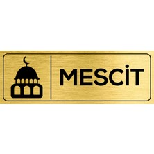 Obibaskı Mescit Kapı Yazısı Metal Kapı Isimliği Gold 23 x 8 cm