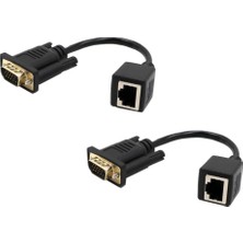 2 Adet VGA 15PIN Erkek Genişletici Lan Cat5 Dönüştürücü Ethernet Soket Adaptörü 2 Adet