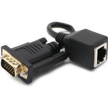 2 Adet VGA 15PIN Erkek Genişletici Lan Cat5 Dönüştürücü Ethernet Soket Adaptörü 2 Adet