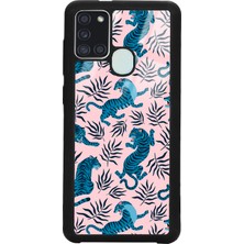 Spoyi Samsung A21S Mavi Kaplan Tasarımlı Glossy Telefon Kılıfı