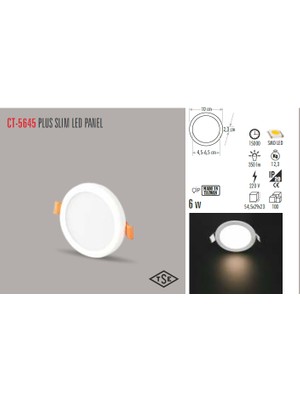 Cata Ct-5645 6W/6400K Plus LED Panel Armatür(Beyaz)