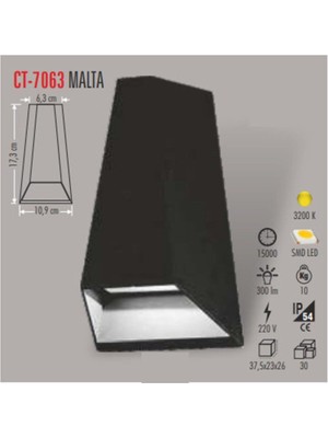 Cata CT-7063 3000K Malta Dış Mekan LED Aplik (Günışığı)Cata