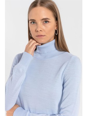 So Sweet Kadın Balıkçı Yaka Triko Basic Kazak 32805 Mavi