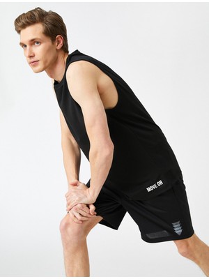 Koton Erkek Baskılı Sporcu Atlet Kolsuz Bisiklet Yaka