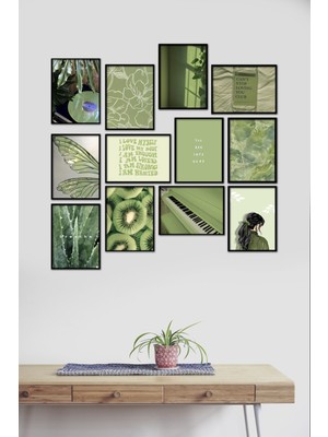 Takivis Mint Yeşili Aesthetic 12 Parça Mdf Tablo