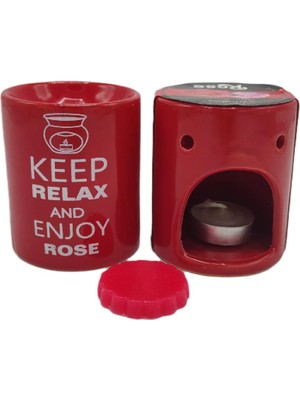 Dünyadan Hediyeler Keep Relax And Enjoy Rose Seramik Buhurdanlık ve Wax Mum