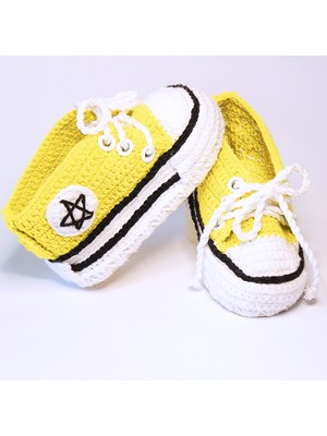 Gülen Atölyem Örme Limon Sarısı Converse Bebek Ayakkabısı (12 Aylık - Ilk Adım)