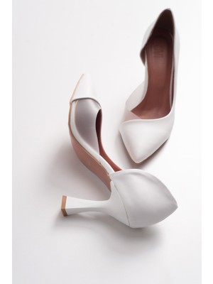 Luvi 653 Beyaz Cilt Topuklu Kadın Ayakkabı