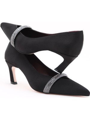 Luvi Rosıe Siyah Saten Kadın Topuklu Ayakkabı