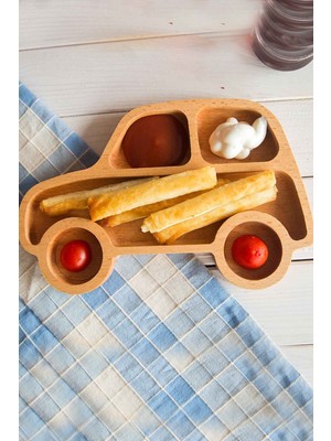 Ahşap Araba Model Servis Tabağı 26CM
