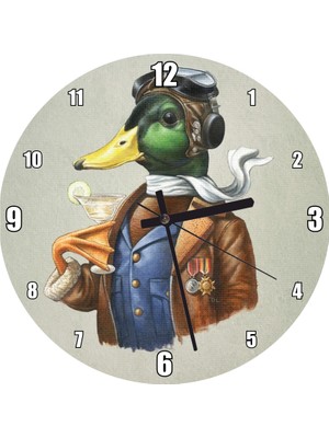 Cakatablo Elit Ingiliz Ördeği Duvar Saati  (Çap 30X30 Cm)