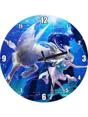 Cakatablo  Perisi ve Koç Burcu Görseli Görseli Duvar Saati (Çap 30X30 Cm)