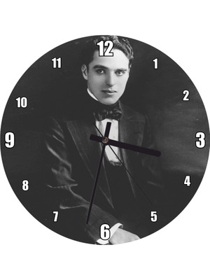 Cakatablo Aktör Charlie Chaplin Duvar Saati (Çap 30X30 Cm)