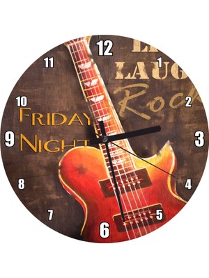 Cakatablo Gitar Söyleşi Ilanı Afişi Duvar Saati  (Çap 30X30 Cm)