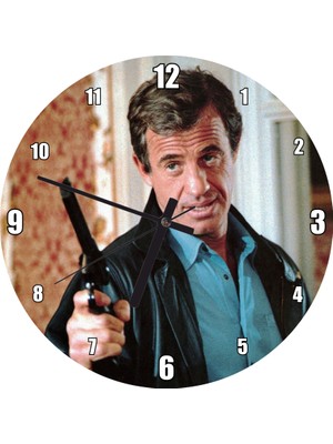 Cakatablo Jean Paul Belmondo Silahlı Duvar Saati (Çap 30X30 Cm)