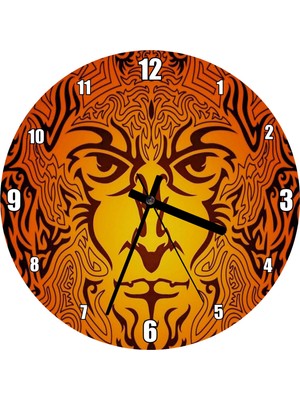 Cakatablo Kurtadam Tribal Portre Duvar Saati (Çap 30X30 Cm)