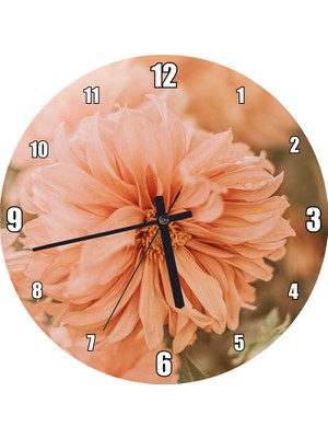 Cakatablo Soluk Pembe Renkli Çiçekler Yakın Çekim Duvar Saati (Çap 50X50 cm )