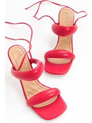 Luvi Dans Kırmızı Cilt Kadın Topuklu Sandalet