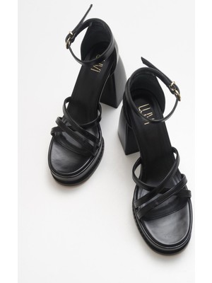 Luvi Pony Siyah Kadın Topuklu Ayakkabı