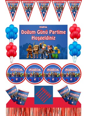 Parti Furyası Roblox Parti Malzemeleri 16 Kişilik Afişli Masa Etekli Set 