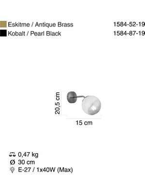 Pellaro Teklı Kobalt Aplık 1XE27