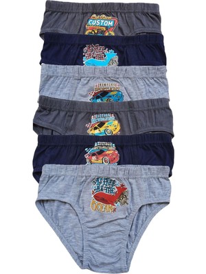Erkek Çocuk Renkli Desenli Slip Külot Pamuklu 6lı Paket