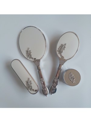 Alyans Gelin Bohçası Ayna Tarak Set Takım / Çeyizlik Beyaz