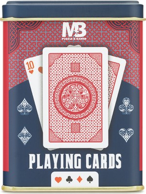 Mabbels Metal Kutulu Kırmızı İskambil Kağıdı 54 Parça Eğlenceli Oyun Seti