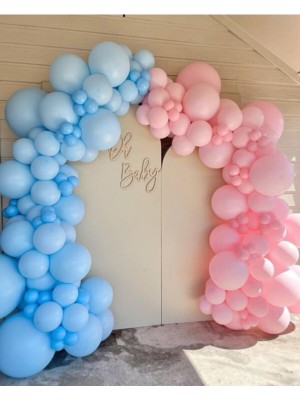 Bal10 Dünyası Makaron Mavi - Pembe Balon Zinciri Seti 100 Adet