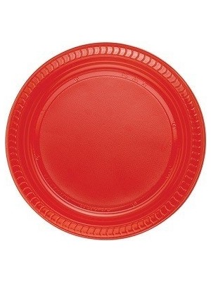 Elasya Hediyelik Kırmızı Plastik Tabak 22 cm 25LI