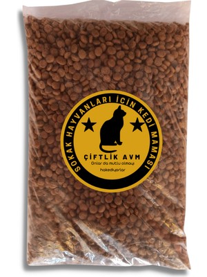 Çiftlik Avm Sokak Hayvanları İçin Premium Destekleyici Kedi Maması 1 kg Beyaz Et Aromalı